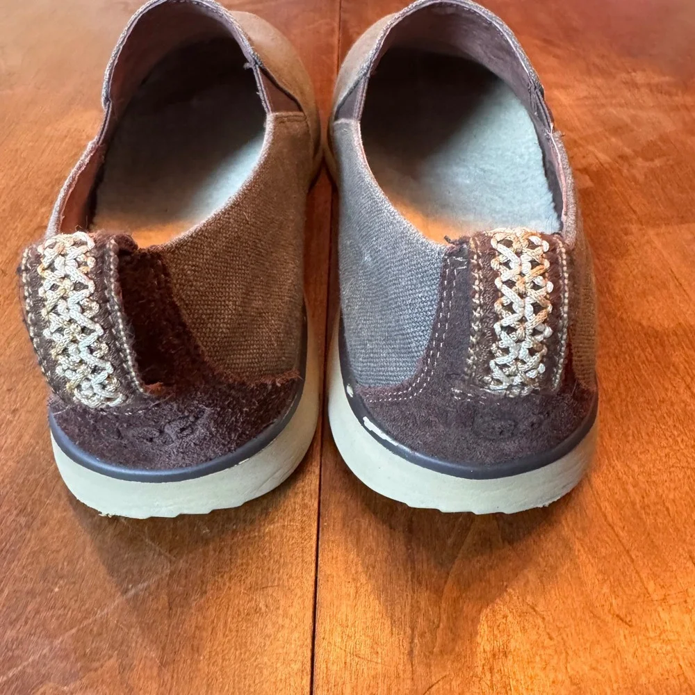 UGG Slip On Mens 14 Gray Freamon Canvas Loafers Wool Lined 1006691 Sneaker Shoes